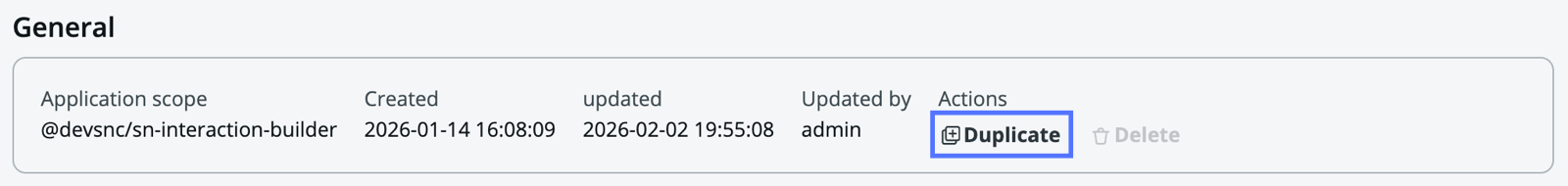 Settings tab for demo interaction with Duplicate action highlighted.