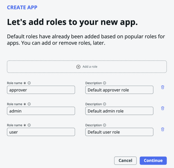 Define roles for the app