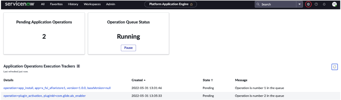 Sample application operation queue running.