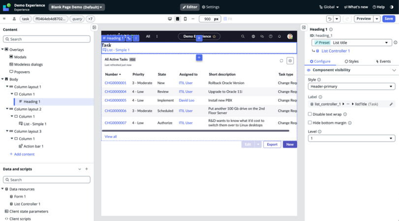 Select the component you want to override in the content tree.