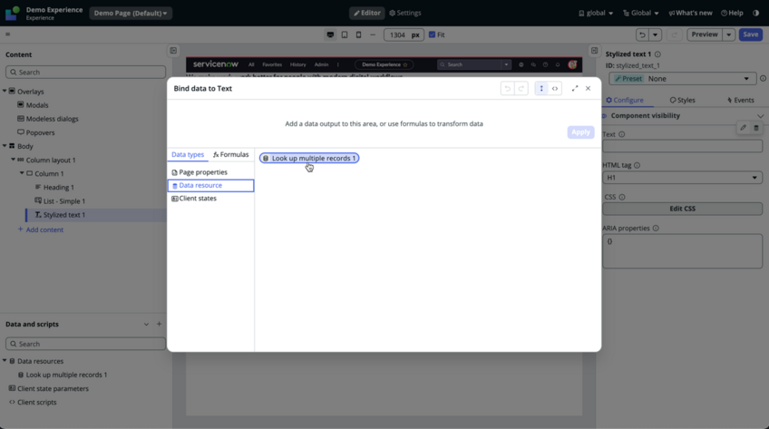 Select a data resource from the list.