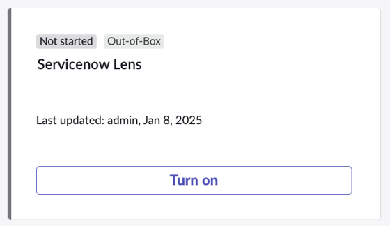 ServiceNow 렌즈 켤 기술을 표시하는 기술 카드입니다.