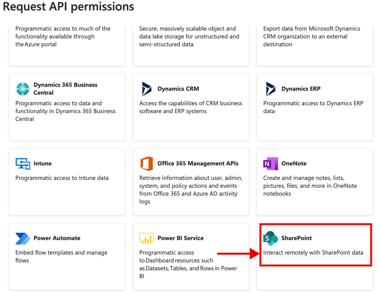 SharePoint API のボタン。