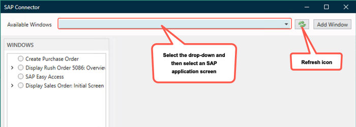 SAP 画面選択ドロップダウン。