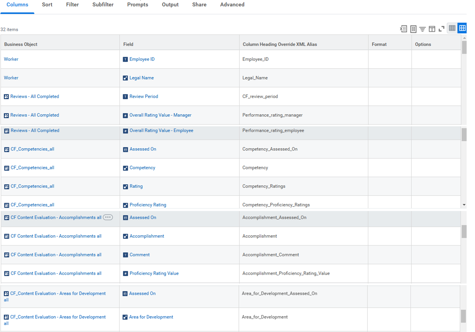 Workday レポート。