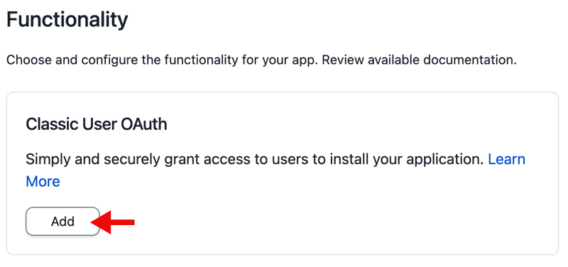 OAuth の [追加] ボタン