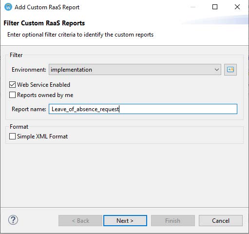LeaveofAbsence Webhook のカスタム RaaS レポート