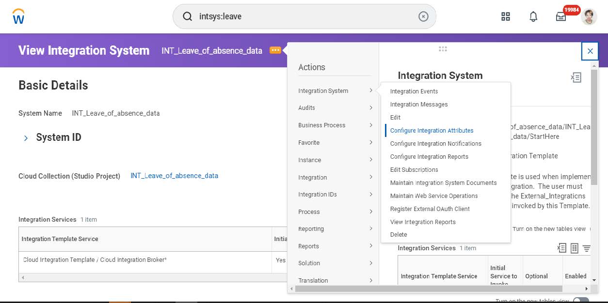 LeaveofAbsence Webhook の [データ連携属性の設定]