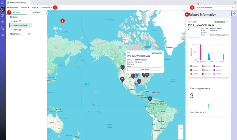 Vue de la mise en page d’une carte du site réseau.
