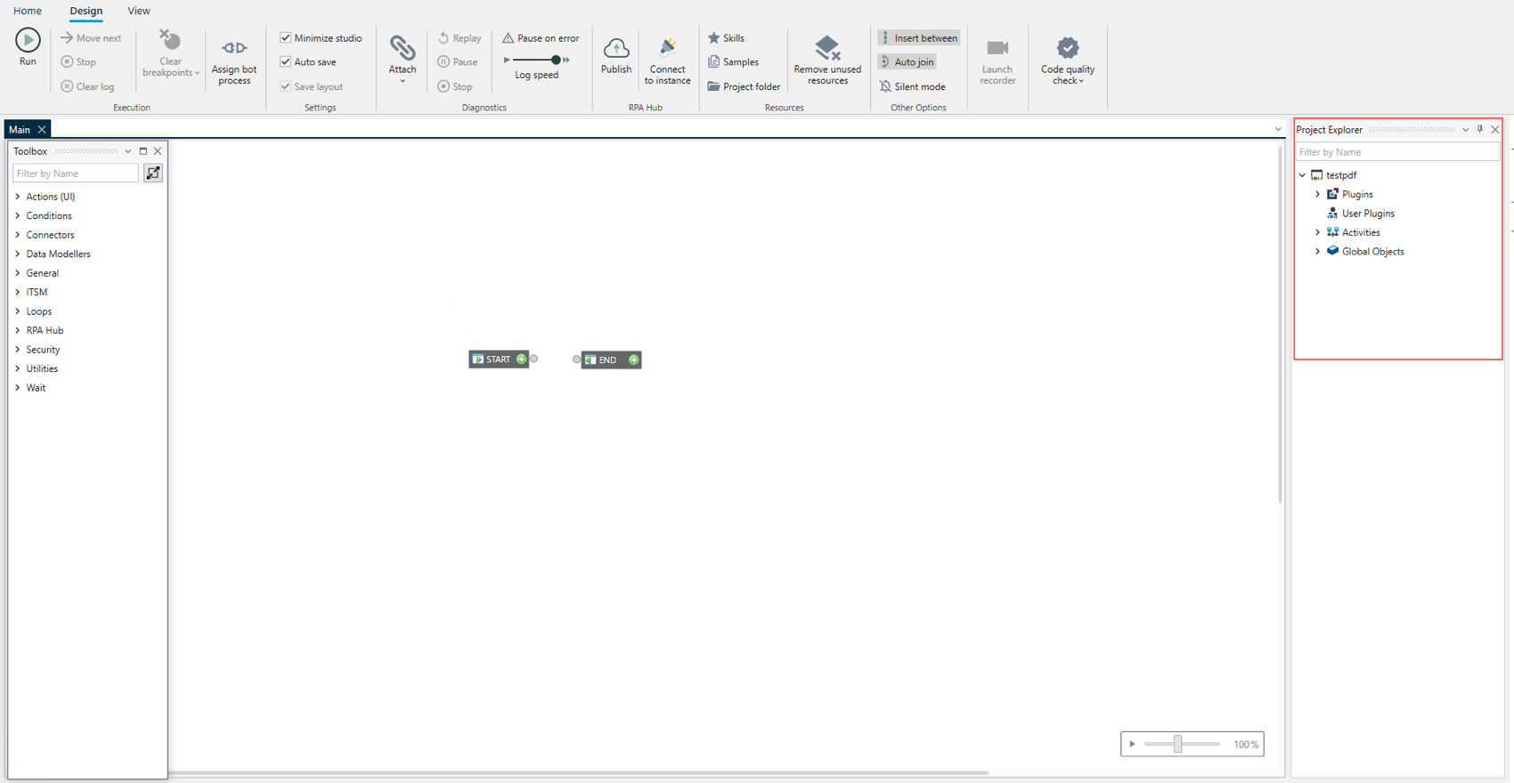 Painel do Project Explorer.