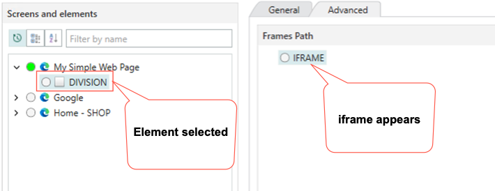 O iframe é exibido.