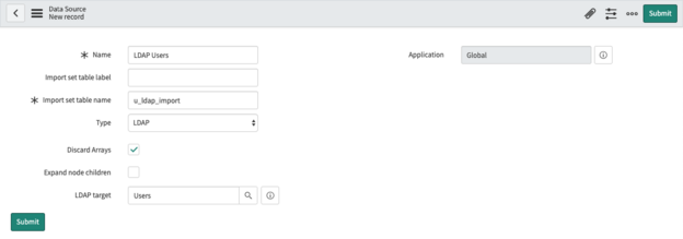 Exemplo de fonte de dados LDAP