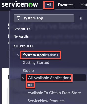 Chemin de menu vers toutes les applications du magasin disponibles