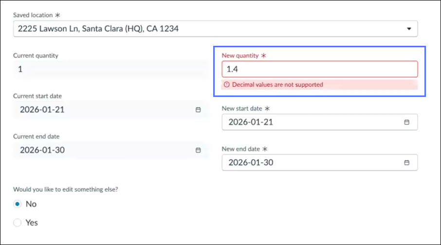 Edit form for product type Good howing decimal quantity 1.4 with error message "Decimal values are not supported".