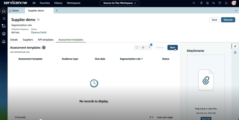 Creating assessment template from segmentation rule