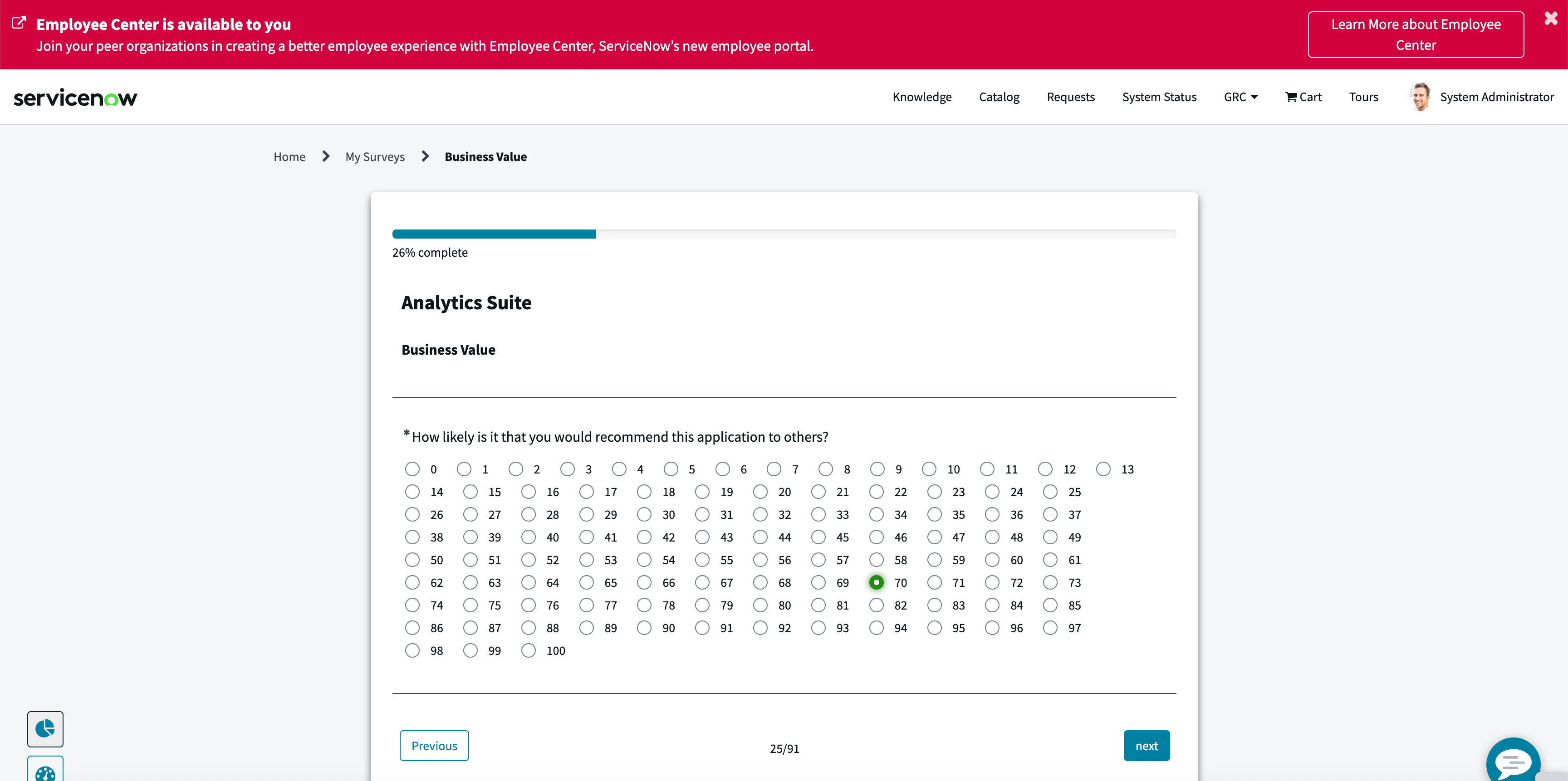 Submit assessments through Service Portal