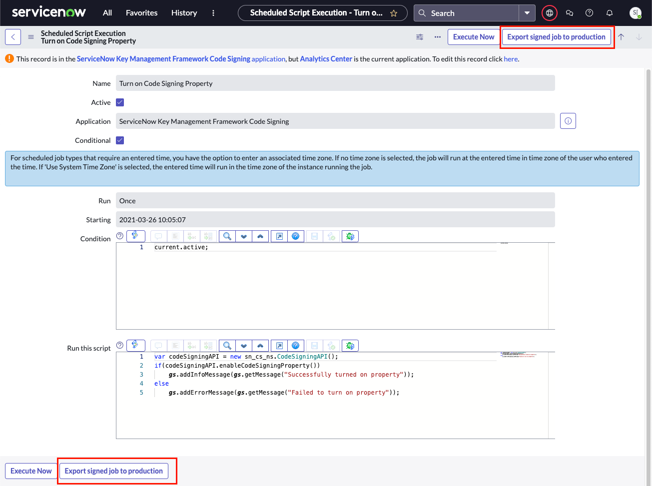 Scheduled Script Execution form is loaded.