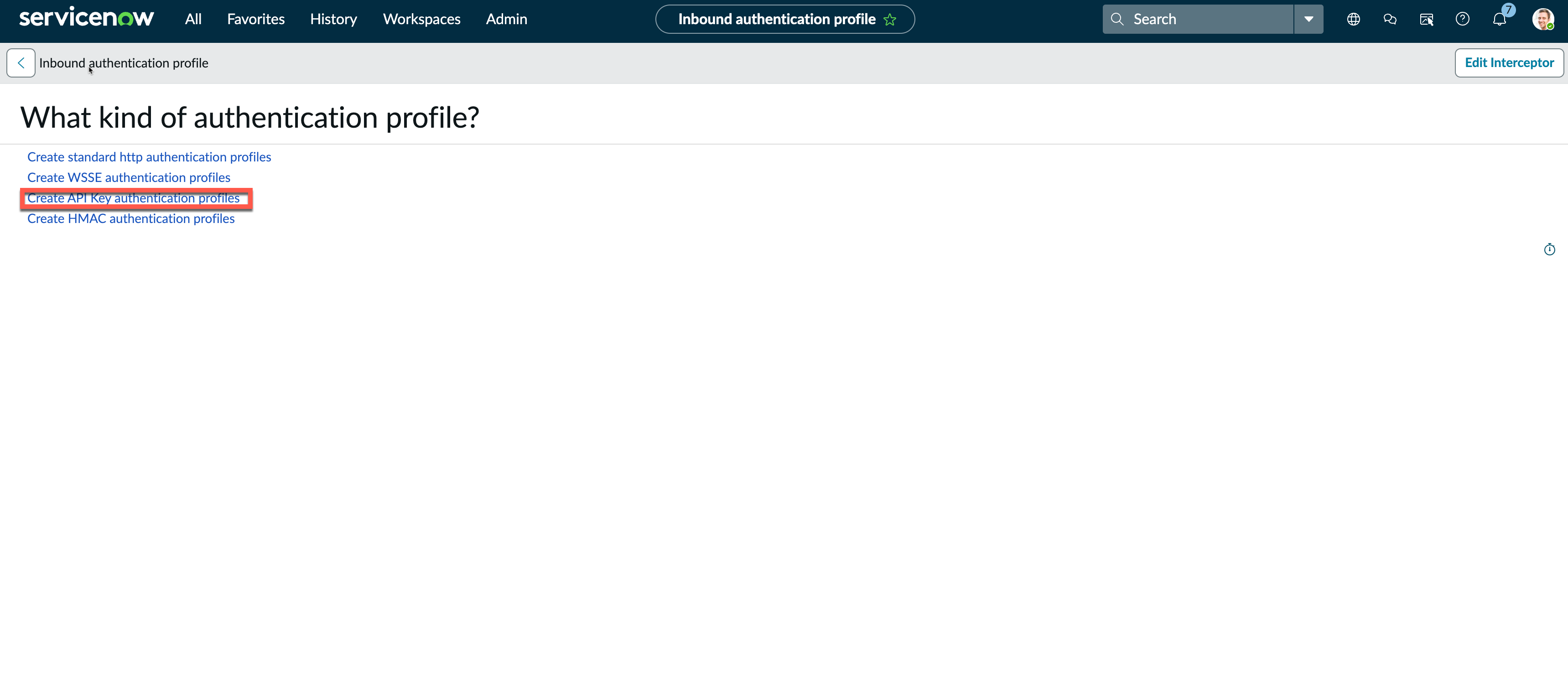 API Key authentication profile