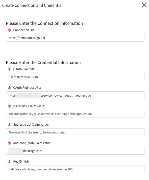Docusign form requiring user input.
