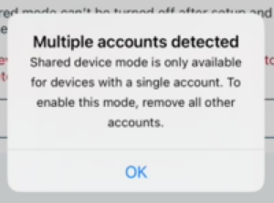Pop-up stating that multiple accounts have been detected