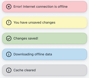 Variants listed showing different colors and messages for banner