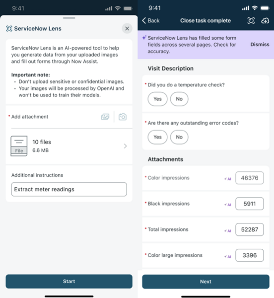 Forms that have been auto-populated.