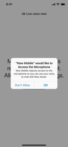 Notification asking for microphone permission.