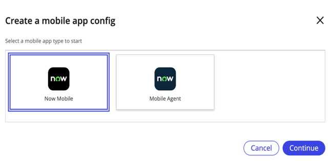 Create new mobile app configuration screen.