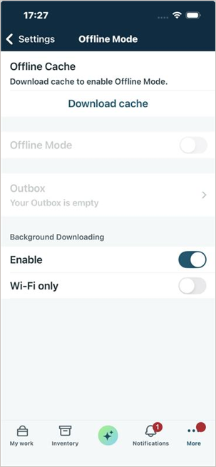 Offline mode user settings
