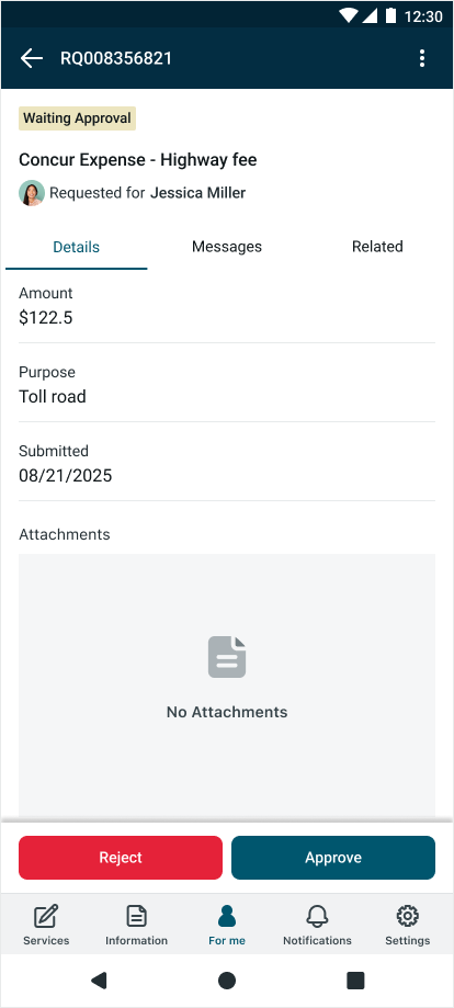 Mobile record screen with no attachments
