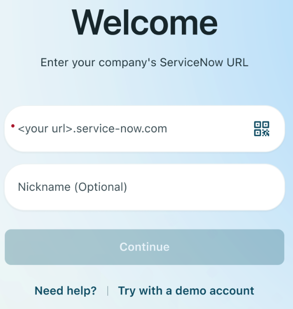 Default mobile app login screen.