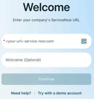 Mobile app login screen.