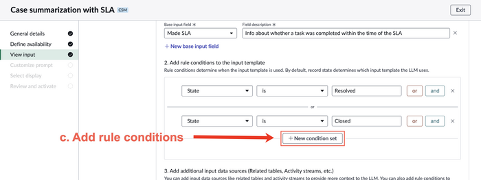 Add rule conditions to the base input table.