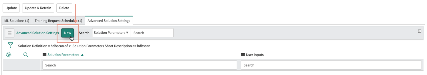 How to select the Solution Parameters option for creating the parameter.