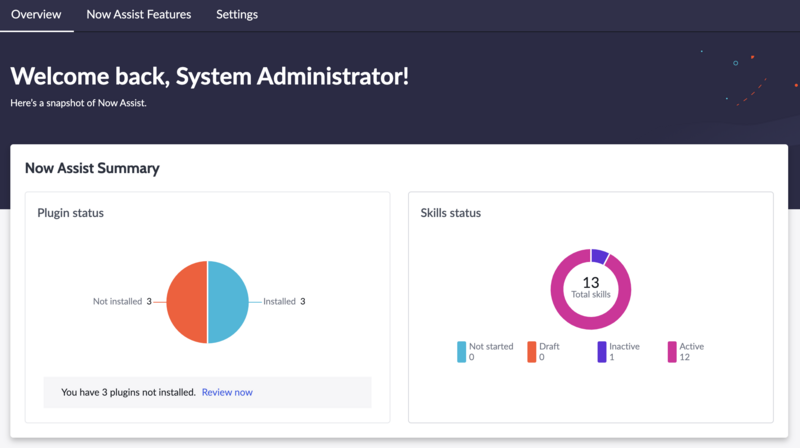 Plugin status shows that three plugins are installed, and three plugins are not installed. The Skills status shows that twelve skills are active, and one skill is inactive.