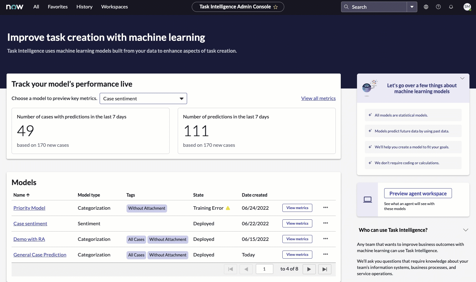 GIF of the Admin Console.