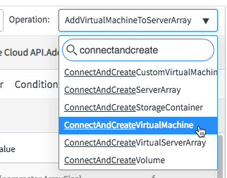 A operação ConnectAndCreateVM