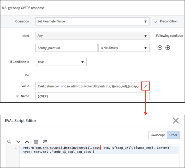 Verificando o EVAL para a etapa padrão.