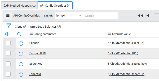 Substituições de Configuração de API