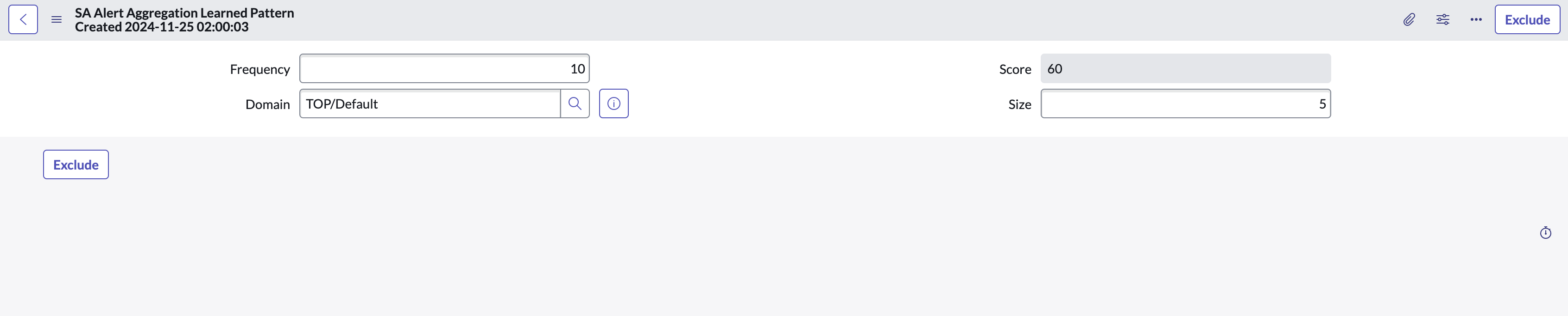 Opção para excluir o padrão selecionado