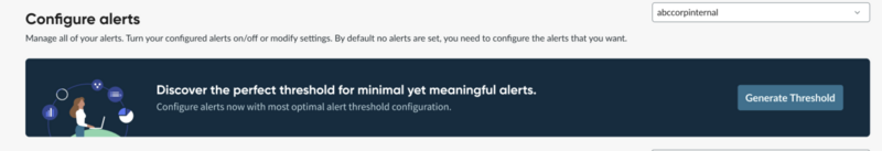 Mostra o botão Gerar limite na faixa Configurar alertas.