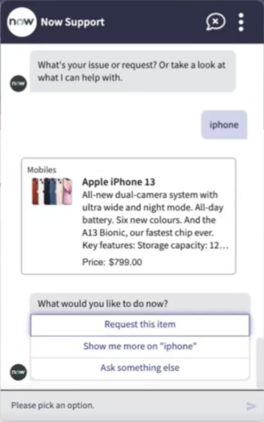O usuário solicita um iPhone.