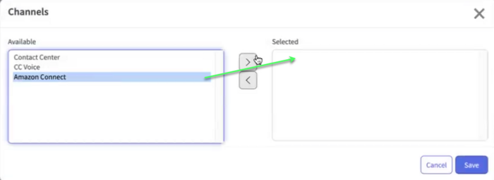 Selecione Amazon ConnectPara habilitar a URA conversacional no Virtual Agenttópico.
