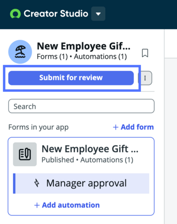 Select Submit for review to request deployment