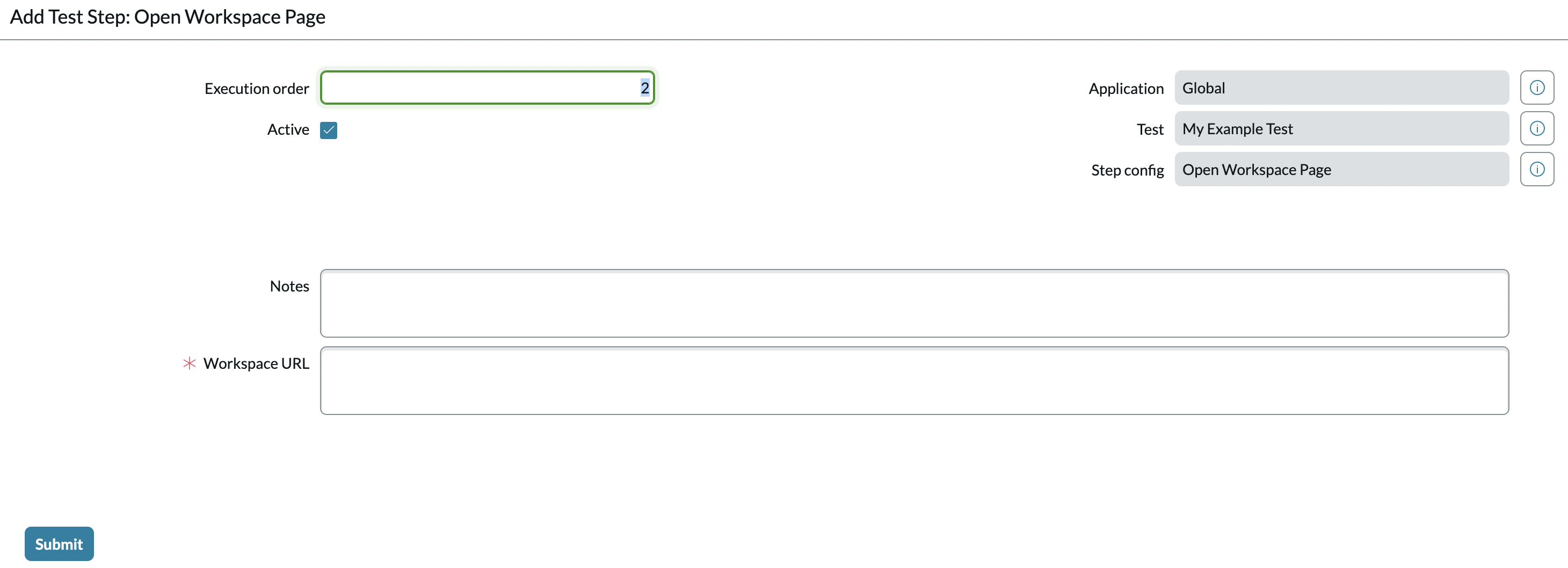 Screenshot shows the workspace url form