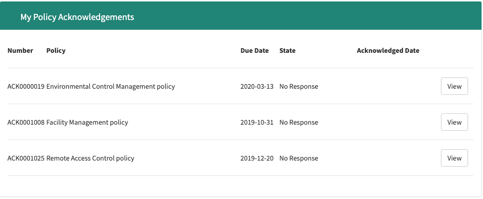 Service Portal での自分のポリシーの確認応答