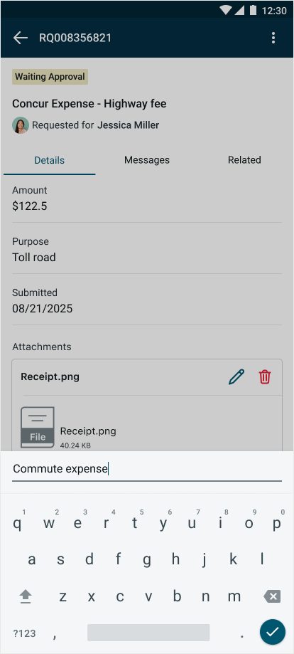 Attachment Edit name field