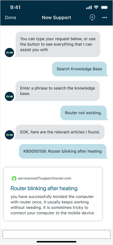 Virtual agent conversation.