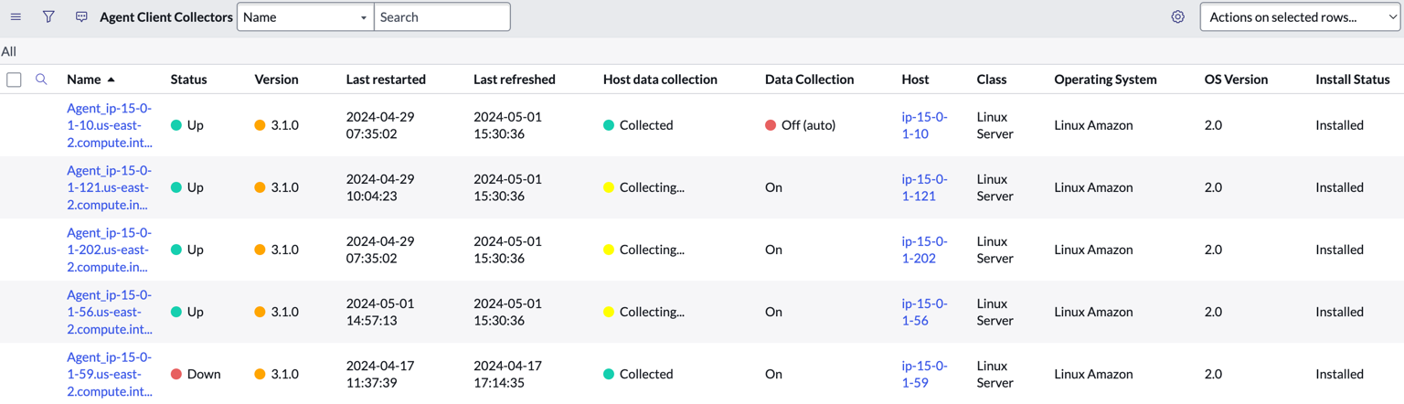 Agent Client Collectors page