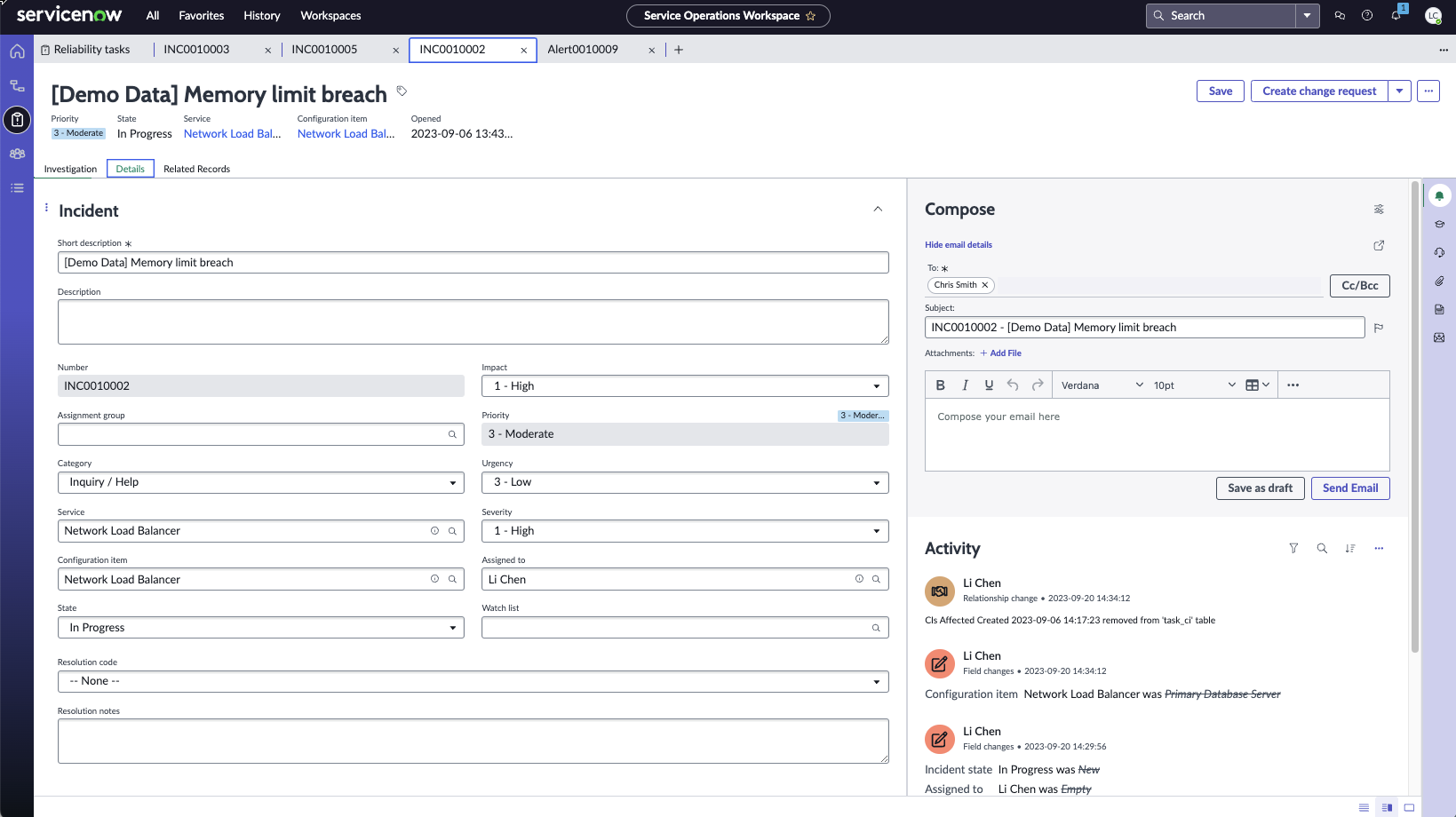 Sample Details tab for a memory limit breach.